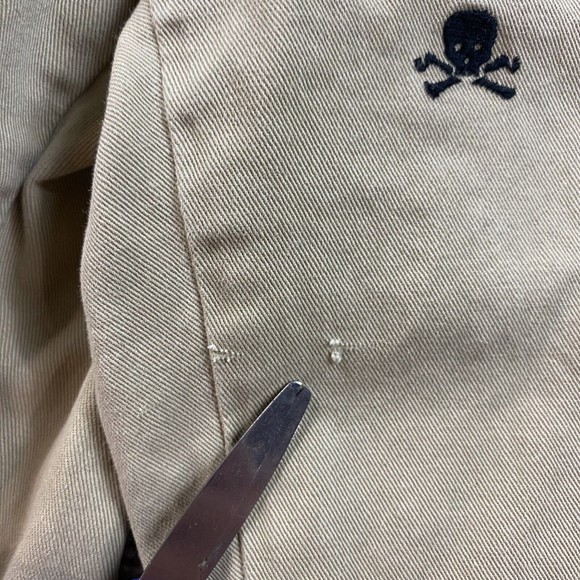 Vtg Ralph Lauren Rugby 2004 Skull Embroidered Khaki Shorts 32 Tan - Picture 4 of 8
